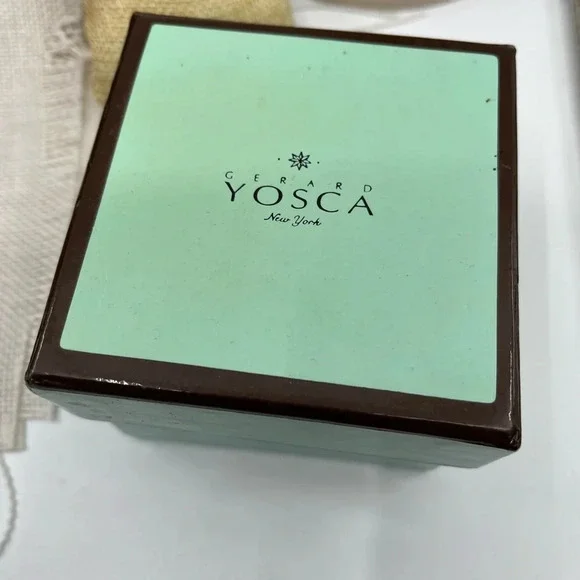 Vintage Signed Gerard Yosca Green Stone Necklace & Blue Chalcedony Pendant - Picture 13 of 16